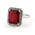 thumbnail image 3 of Galaxy Gold 7.45 ct 14k Solid Gold Emerald Cut Ruby Halo Diamond Ring 4894 (White-Gold, 9), 3 of 7