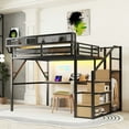 thumbnail image 4 of Mirightone Queen Size Loft Bed with Stairs, Metal Loft Bed Frame with Storage,Under-Bed Desk, Wardrobe Heavy-Duty Gaming loft bed with built-in Light & Charging Station for Adults, Teens, 4 of 8