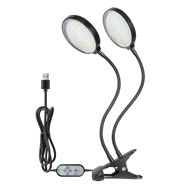 USB Plant Grow Light 156 LEDs Sunlight Full Spectrum Adjustable Desktop Clamp Growing Lamp for Indoor Plants 5 Dimmable Levels 4/8/12H Timer