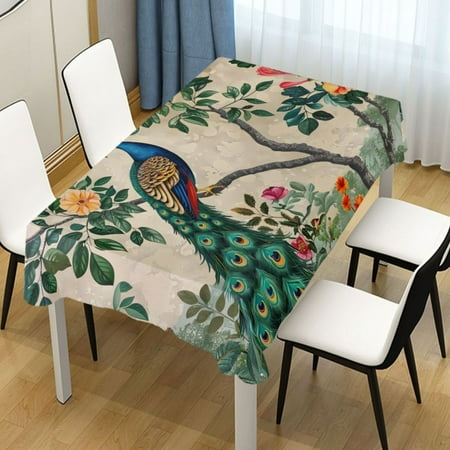 

ALAZA Peacock on Tree Rectangle Tablecloth Tablecover Dinning Table Cloth 54 x72