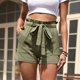 thumbnail image 2 of Pantalones cortos verdes de cintura alta XL para mujer, estilo informal de verano, bolsillos, de color puro, 2 of 6