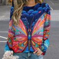 thumbnail image 2 of Wildflowers Butterfly Womens Casual Crewneck Sweatshirt Long Sleeve Tops Cute Pullover Loose Fit, 2 of 7