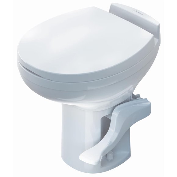 Thetford Toilet 42169 Aqua Magic Residence; Permanent; High Profile; Round Seat With 18 Inch Seat Height; Pedal Flush Control; Full Bowl Flush; White; Without Water-Saving Hand Sprayer