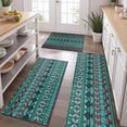 thumbnail image 2 of Turquoise Boho Tribal Triangles and Arrows Pattern Kitchen Rugs Sets Of 3,Kitchen Runner Rugs Non Skid Washable,Decorative Kitchen Floor Mats for Kitchen,Sink,Laundry,17"x30"+ 17"x47" + 17"x59", 2 of 6