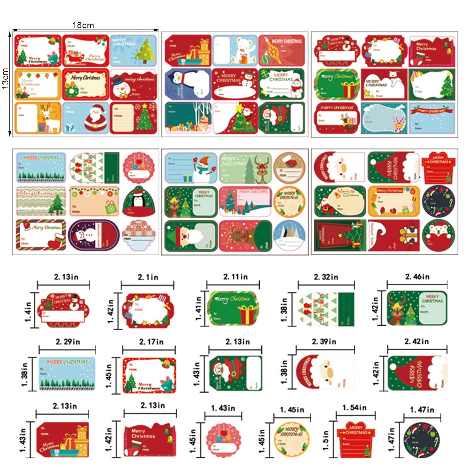 AYYUFE 60Pcs Christmas Gift Name Tags Good Sealing Effect Square Self-adhesive Bright Color Package Stickers for Envelope Sealing Christmas