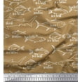 thumbnail image 1 of Soimoi Brown Cotton Poplin Fabric Fish Ocean Print Sewing Fabric Yard 42 Inch Wide, 1 of 3