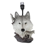 Gray Wolf Table Lamp Decor Wildlife Full Moon Howling Timber Wolf Pack