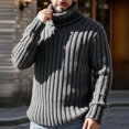 thumbnail image 5 of Ceisia Mens Thick Ribbed Turtleneck Knitted Sweater Long Sleeve Solid Color Warm Casual Pullover Top Gray XL Gift, 5 of 8