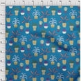 thumbnail image 4 of oneOone Cotton Silk Blue Fabric Flower Pots Motif Dress Material Fabric Print Fabric By The Yard 42 Inch Wide, 4 of 4