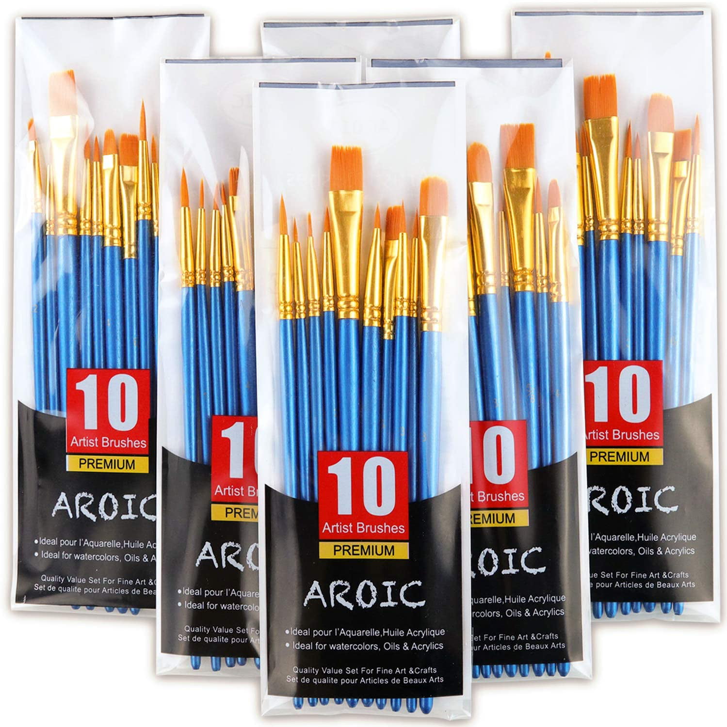 10 Plates AOOK 10 Pieces Paint Brush Set Watercolor Brushes Professional Paint Brushes Artist for Watercolor Oil Acrylic Painting