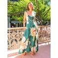 thumbnail image 3 of Women'S Square Neck Sleeveless Floral Flowy Long Dress A Line Maxi Dress Green XXL, 3 of 8