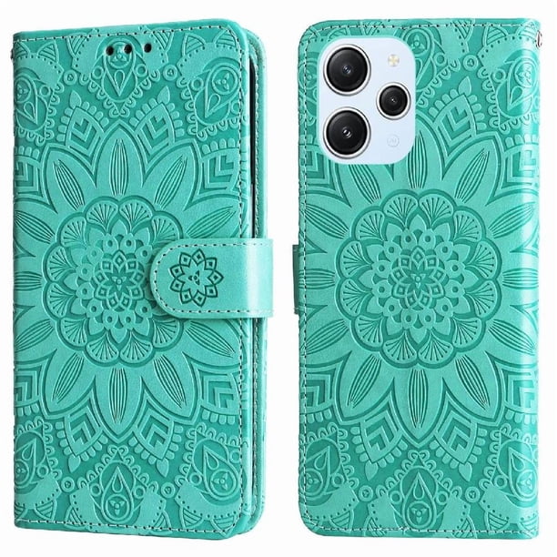 Funda tipo cartera GANGXUN para Xiaomi Redmi 12 4G , diseño girasol, cuero PU, soporte, cierre magnético, tarjetero