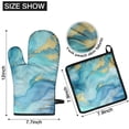 thumbnail image 6 of Teal Gold Marble Kitchen Oven Mitt and Pot Holder Sets 4 Pcs for Baking, Cooking and Grilling, Heat Resistant Up To 392 °F, 6 of 7