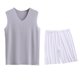 thumbnail image 1 of Conjunto Deportivo de los Hombres, Moda Casual de Color Sólido Cuello en V sin Mangas de Elasticidad Superior para el Desgaste Al Aire Libre, Traje Atlético de Humedad, 1 of 5