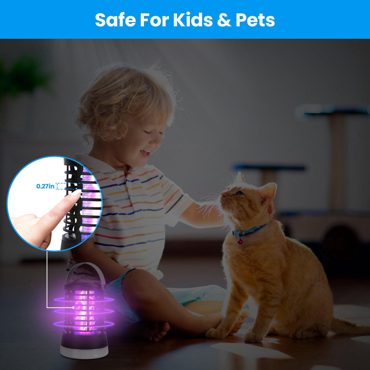 iMounTEK Mosquito Control Fly Light Portable Rechargeable Bug Zapper Triple Lighting Modes Waterproof, Black