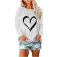 thumbnail image 2 of Women Cute Heart Graphic Shirts Long Sleeve Tops for Valentines Days Fashion Basic Tees Comfy Tunic, 2 of 4