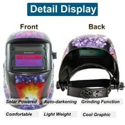 iMeshbean Pro Solar Auto Darkening Welding Helmet, Arc Tig Mig Mask Grinding Hood w/2 Lens & Bag