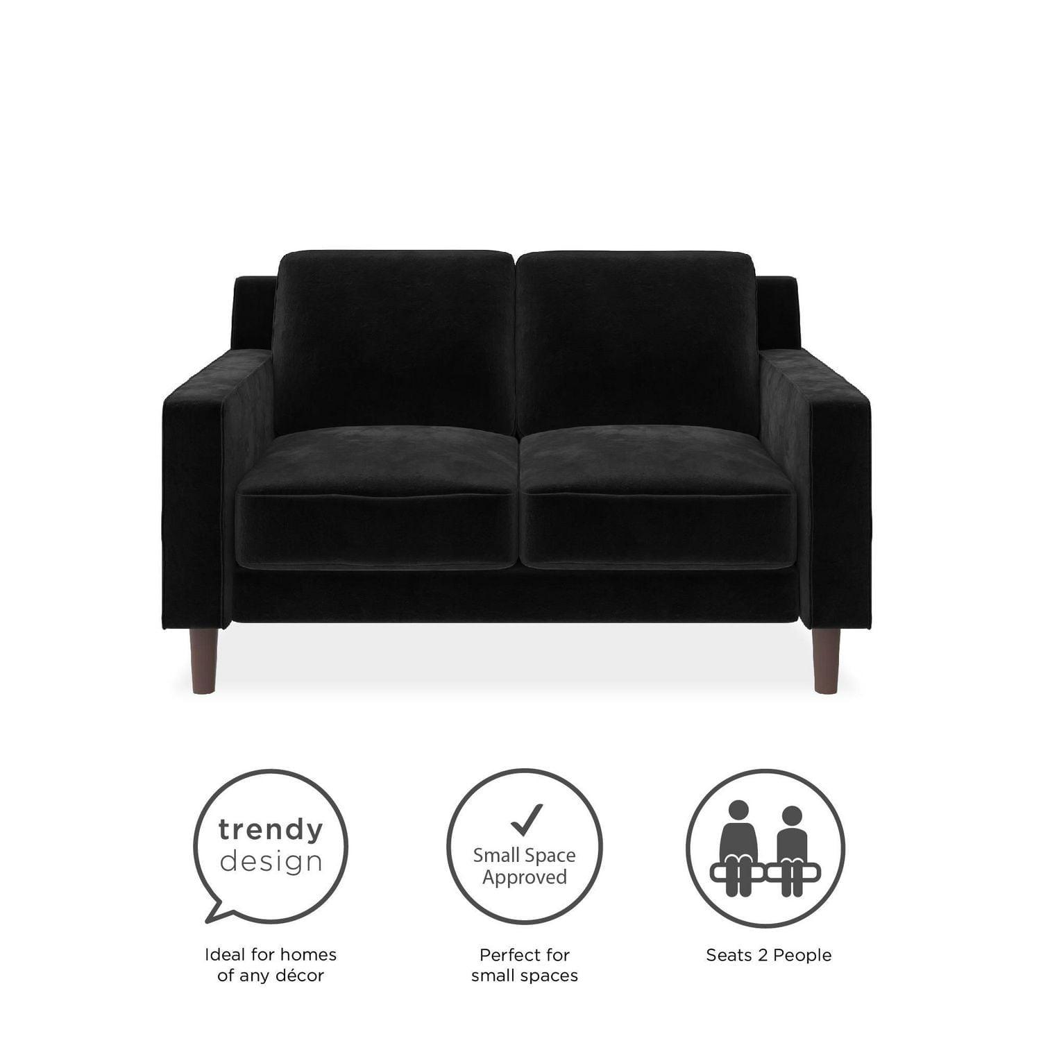 Canapé rembourré trois (3) places Brynn de DHP, mobilier de salon, velours gris