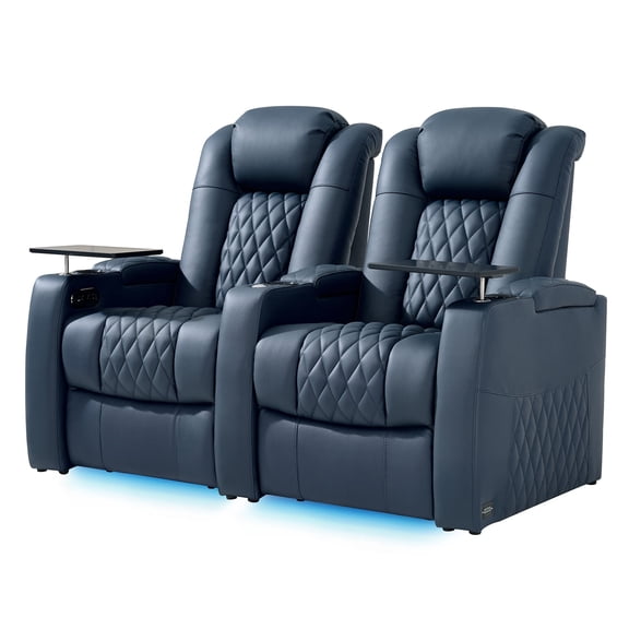 comfiroom Top Grain Leather Home Theater Seating Seats, Classic Series Dual Power Movie Gaming Sofa Movie Theater Chairs Theater Recliner Sofa with Type-C USB Charger Cup Holders