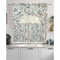 thumbnail image 2 of Pastoral Botanical Kitchen Curtains Sets 24 Inch Length with Valance, Rustic Summer Birds Spring Floral Swag Valances and Tiers Curtain Set Drapes Swag Curtains for Living Room, Bathroom, Bedroom, 2 of 6