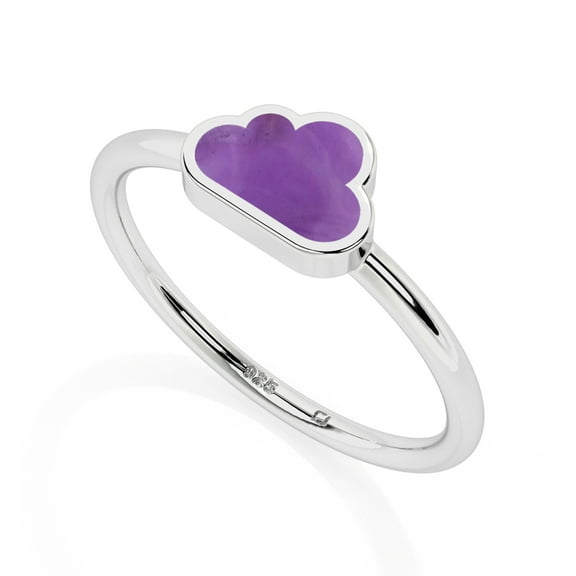 Natural Amethyst Cloud Shape Rings in Sterling Silver for Women, February Birthstone Jewelry for Her Birthday, Wedding Anniversary, Christmas, Mothers Day