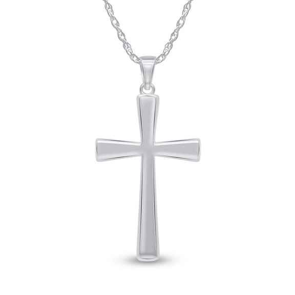 AFFY Cross Pendant Necklace 14K White Gold Plated 925 Sterling Silver for Women 18" Chain