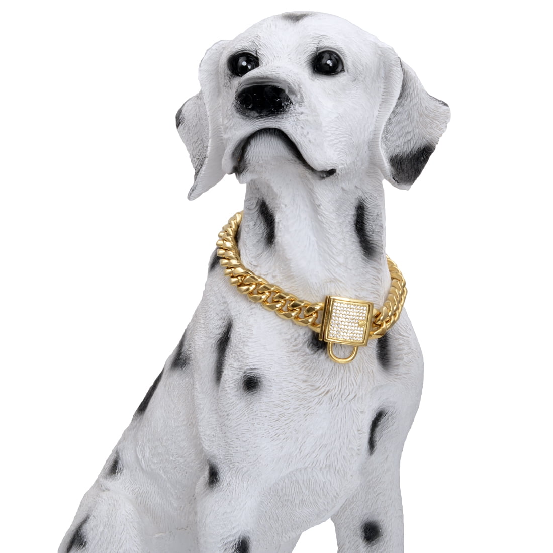 14MM Lifetime Gold Dog Chain Collar,Luxurious 18K Cuban Link Strong Heavy Duty Chew Proof with Design Secure Buckle,for Medium Large Dogs or Bully