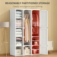 thumbnail image 4 of HOMCOM Portable Wardrobe Folding Closet with Cube Storage, White, 4 of 10