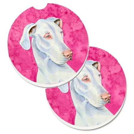 

Carolines Treasures LH9356PKCARC Pink Great Dane Set of 2 Cup Holder Car Coasters Large multicolor