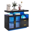 thumbnail image 4 of HNEBC Multifunctional Design Modern Sideboard with Wireless Charger and 2 Drawers, Wood Black, 4 of 9