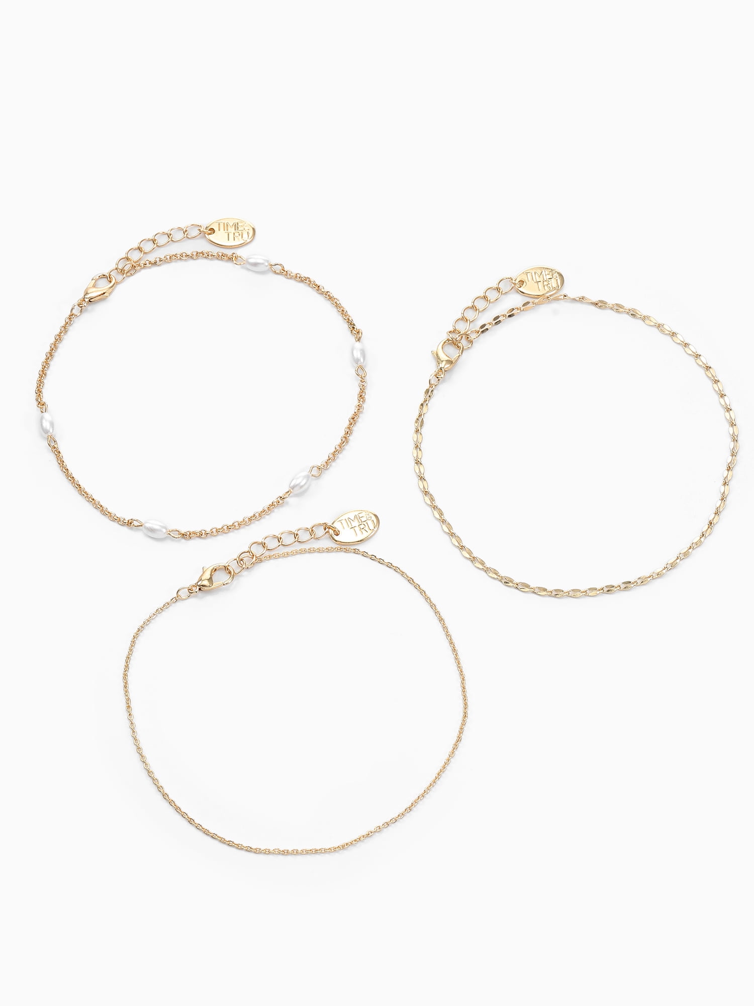 Women's Anklet Set, Cubic Zirconia, 3 Pieces