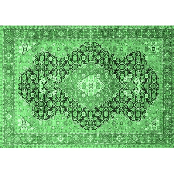 Ahgly Company Indoor Rectangle Medallion Emerald Green Traditional Area Rugs, 7' x 10'