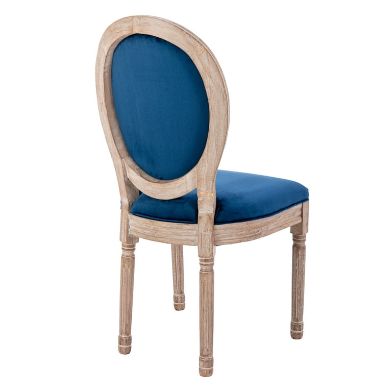 Upholstered Dining Chairs Set of 2, BTMWAY Modern French Country Dining  Chairs Set with King Louis Back Side, Solid Wood Frame, Cushioned Seat  Armless Dining Chairs for Dining Room, Blue, N358 
