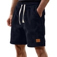 thumbnail image 2 of Corduroy Waffle Shorts for Men Summer Casual Elastic Waist Wide Straight Leg Relaxed Fit Bermuda Shorts with Pockets, 2 of 8
