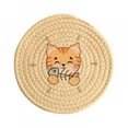 thumbnail image 2 of AMERTEER Round Braided Placemats Cartoon Kitty Round Table Placemats 2 Sizes for Home Wedding Party Decor, 2 of 6