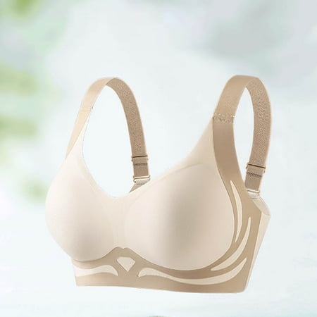 Sevevn Women s Solid Color Color Blocking Lifting Gathering Folding Sagging Bra Lingerie For Women Daily Bra White XL Gift for Girls