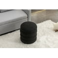 thumbnail image 2 of Boucle Round Ottoman, Upholstered Footrest Stool Compact Size Footstool for Indoor Living Room Bedroom Doorway, Weight Capacity 250lbs, Black, 2 of 9