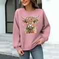 thumbnail image 3 of Waffle Sweatshirts for Womens Christmas Loose Crewneck Long Sleeve Shirts Christmas Cow Printed Sweaters Casual Fashion Xmas Holiday Party Pullover Tops, 3 of 6