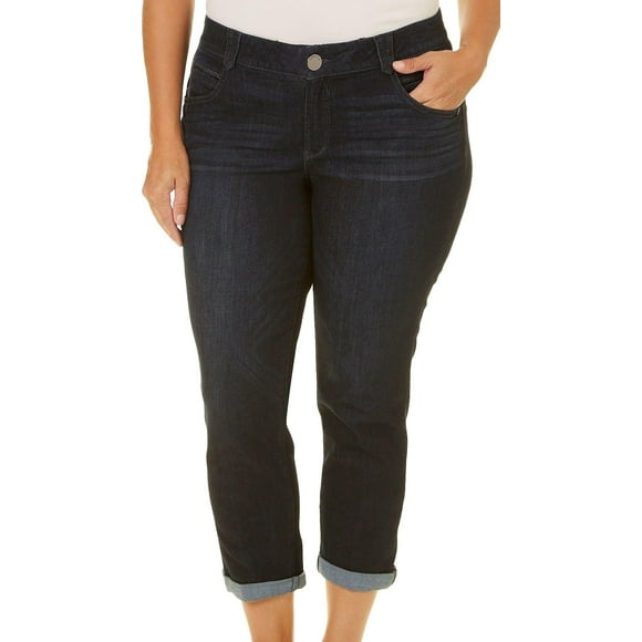 Democracy womens Plus Size Ab Solution Crop Jeans, Dark Indigo, 14 US
