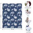 thumbnail image 4 of Blue Pioneer Flower and Paisley Pattern Blanket,Comfortable Soft Flannel Throw Blanket,All Season,Warm Lightweight Blankets for Sofa Bed Couch Living Room Chair,30"x40", 4 of 4