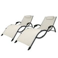 thumbnail image 2 of Geniqua Corp Steel Foldable and Curved Frame Outdoor Chaise Lounger - Set of 2 White, 2 of 8