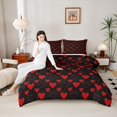 thumbnail image 4 of Manfei Romantic Couple Lover 3 Pieces Queen Comforter Set for Female Men Teens,Red Love Heart Print Ultra Soft Bedding Sets,Valentine's Day Bedding Comforter Set,Ultra Soft Home Decor, 4 of 8