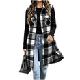 thumbnail image 3 of Plaid Button Down Long Vest For Women, Lapel Collar Sleeveless Side Split Cardigan, Fall Casual Curved Hem Tops With Pockets, 3 of 7