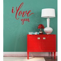 I Love You Bedroom Vinyl Lettering Quotes Wall Decals Sticker Wedding, 23x23-inch, Chery Red