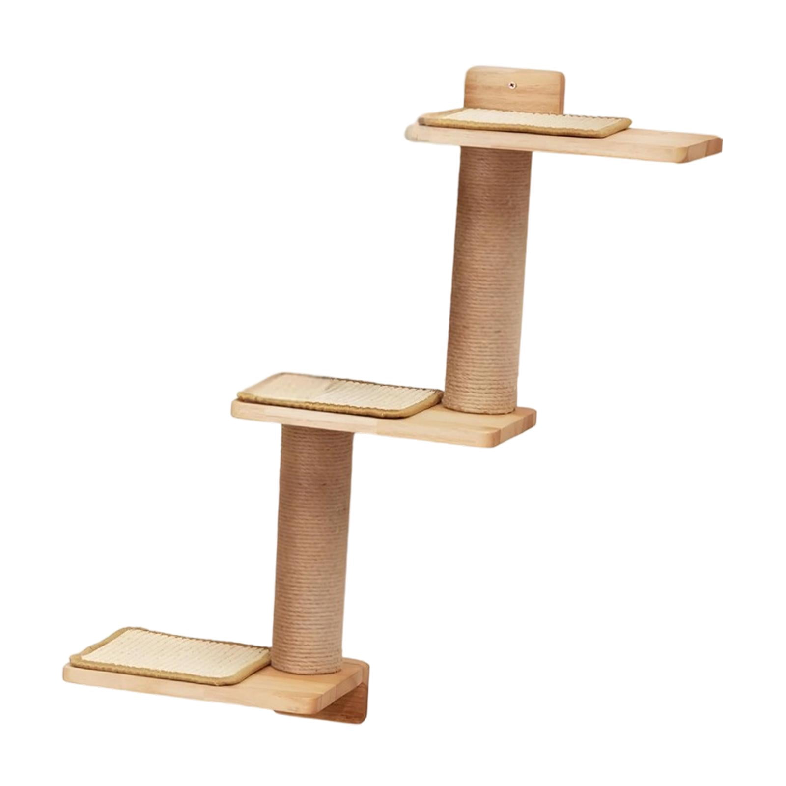 Cat Wall Shelves Cat Stairway Steps Scratching Post Wooden Sisal Material for Indoor Cats Activity Center