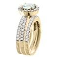 thumbnail image 3 of 14K Yellow Gold Natural Aquamarine 3-Piece Bridal Ring Set Round 6mm Halo Diamond, size 5.5, 3 of 4