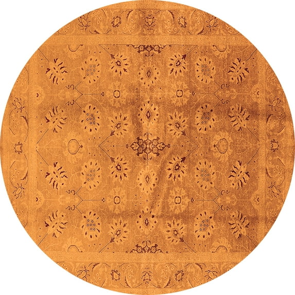 Ahgly Company Indoor Round Oriental Orange Industrial Area Rugs, 5' Round