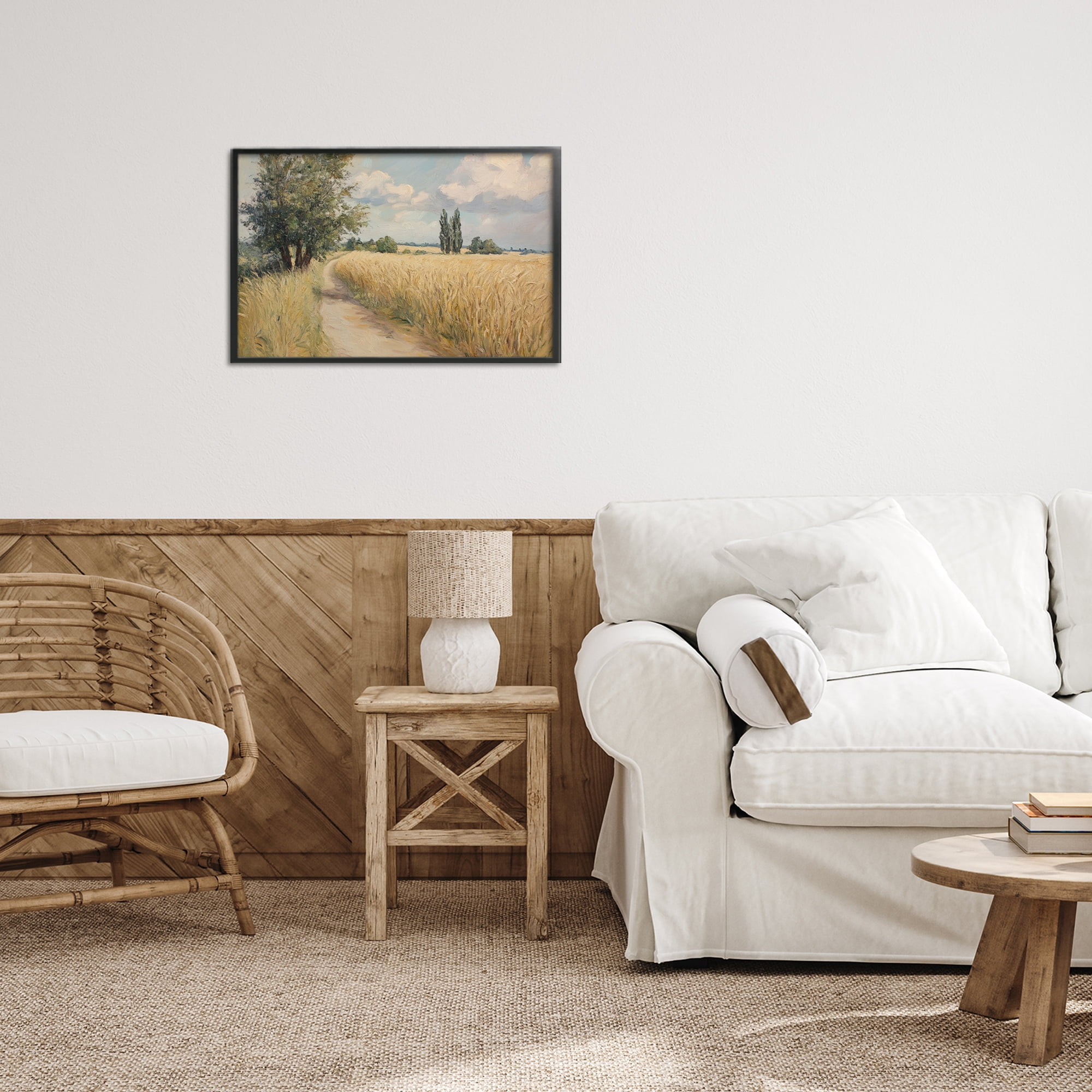 Stupell Industries Quiet Path Through Wheat Black Framed Giclee Art, design by Petal Prints Design