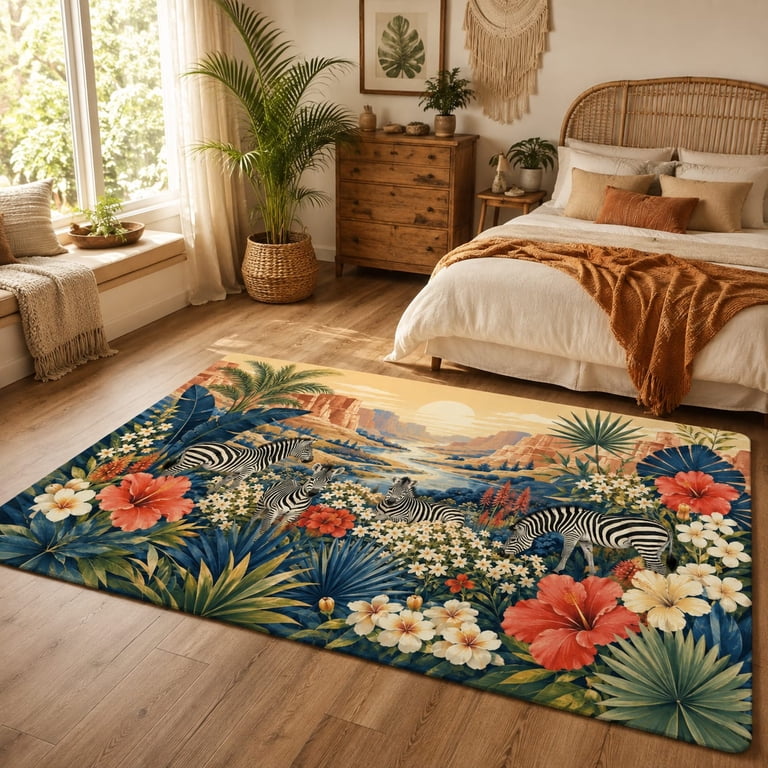 Jasmine Zebra Haven Rectangle Rug for Dining Room - Walmart.com