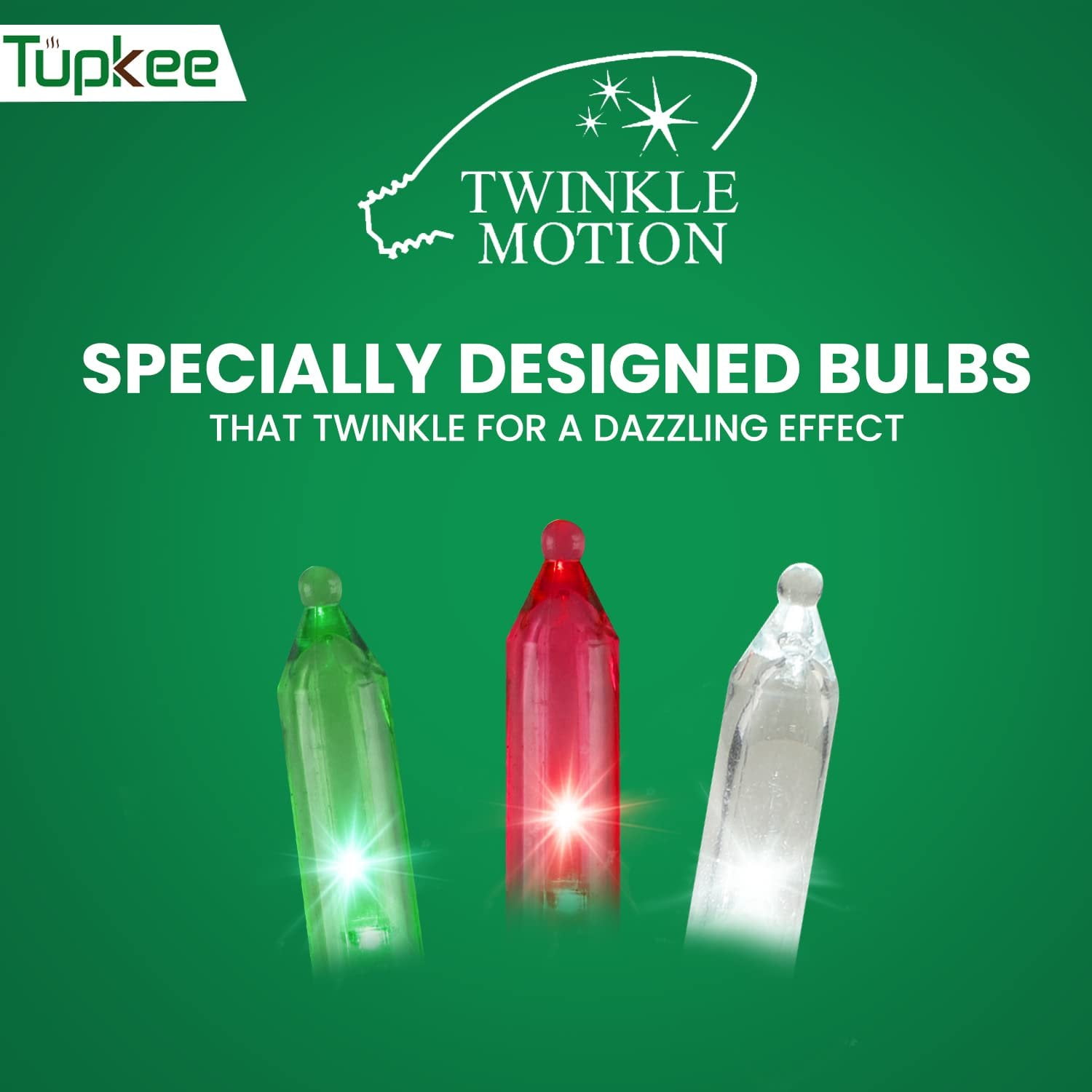 Christmas LED Random Twinkle Lights - 16 of 100 Bulbs Twinkle - LED Red, Green, and Cool White Christmas Tree Lights - Indoor Outdoor  24.75 Feet Light String, Sparkling Twinkling Holiday Decor